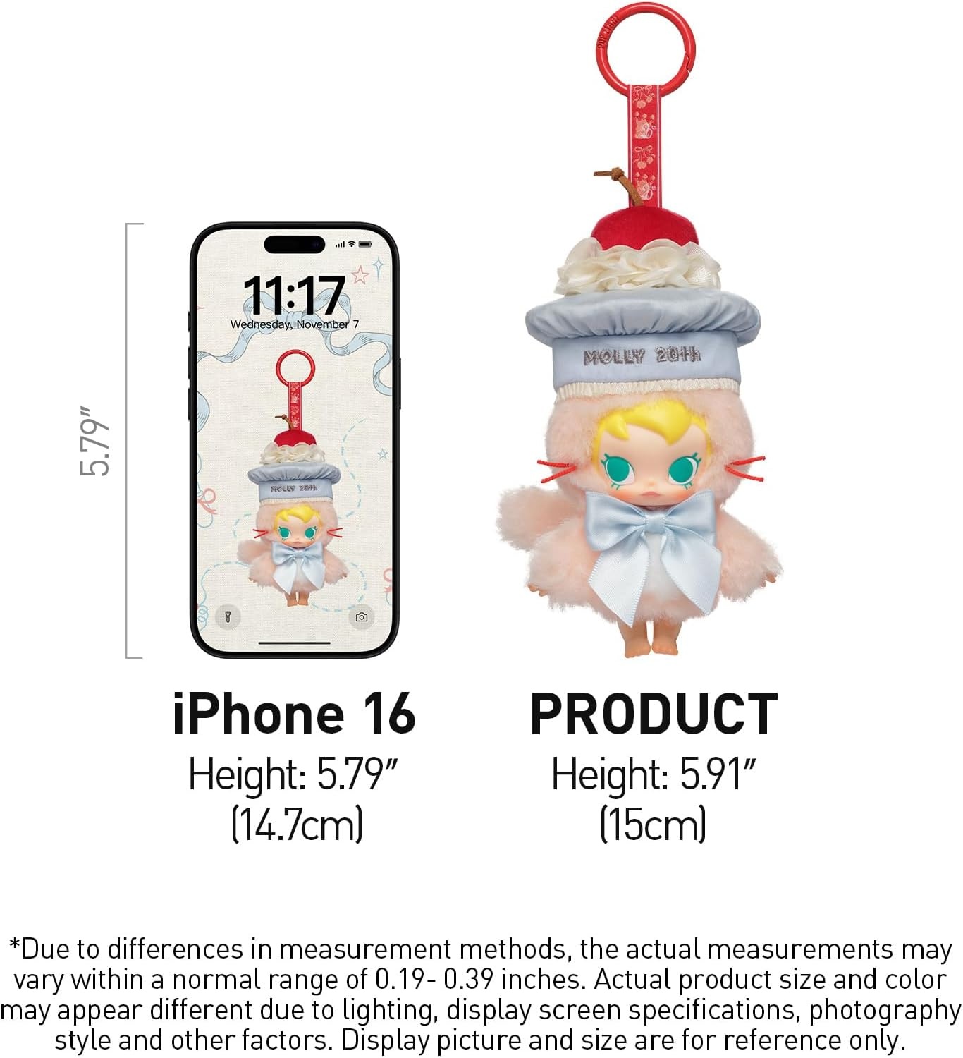 image:imagePOP MART Baby Molly 20th Anniversary Vinyl Plush Blister Pack Bag Charm Collectible Holiday Birthday Gift for Kids Adults